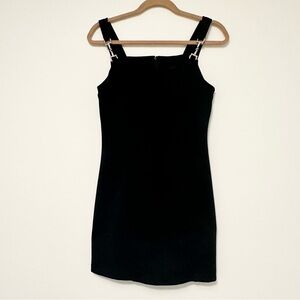 Vintage 90’s LA BELLE Fashions Black Ribbed Mini Dress Buckles Punk